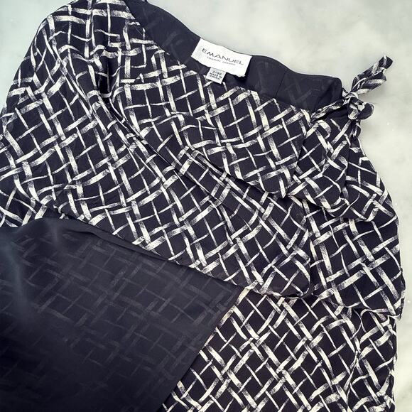 🖤 Emanuel by Emanuel Ungaro Black & White Silk Wrap Skirt – Y2K Print - Picture 3 of 6